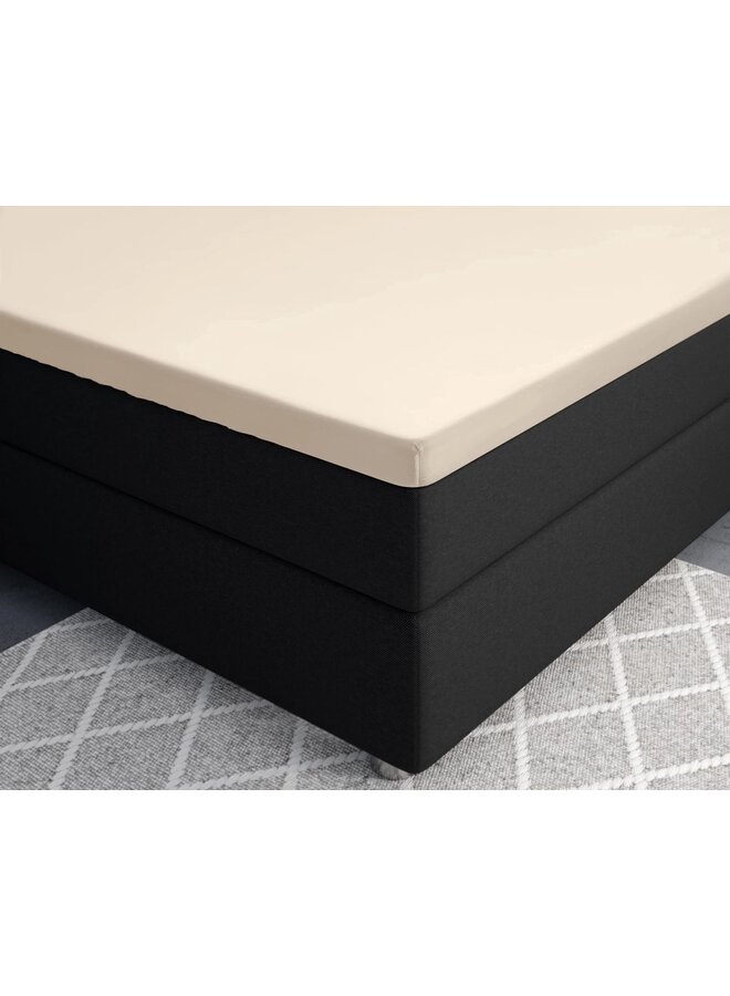 Primaviera Deluxe Hoeslaken Splittopper Zand - Katoensatijn