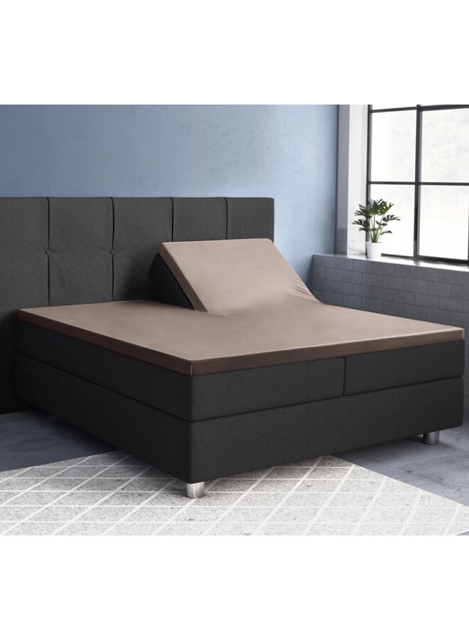 Hoeslaken Splittopper Taupe - Katoensatijn