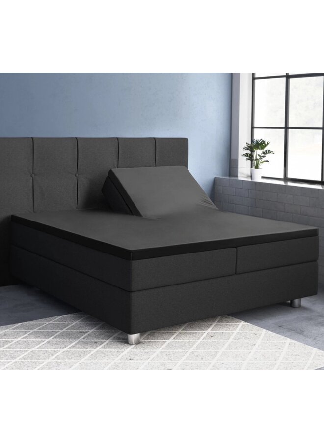 Primaviera Deluxe Hoeslaken Splittopper Zwart - Katoensatijn