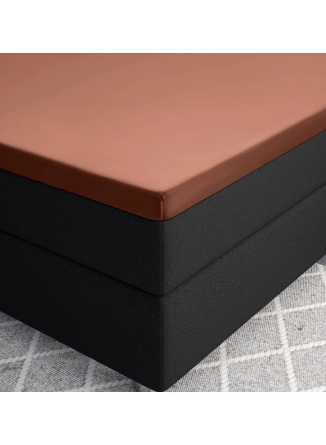 Primaviera Deluxe Hoeslaken Topper Bruin - Katoensatijn