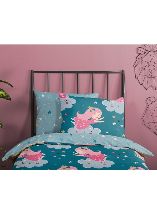 Good Morning Dekbedovertrek Kids Princesse Petrol - Katoen