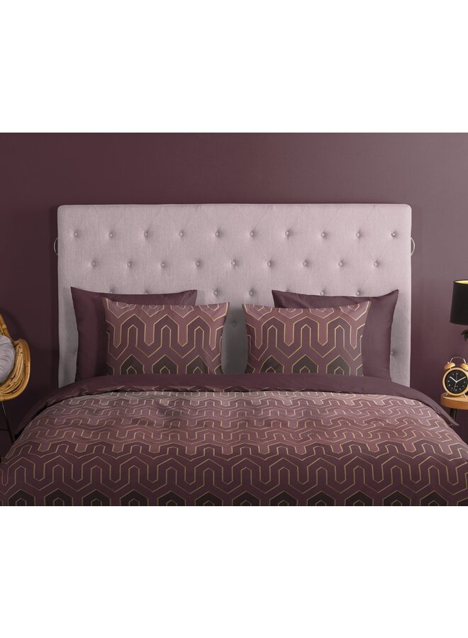 Good Morning Dekbedovertrek Chevron Bordeaux - Katoen