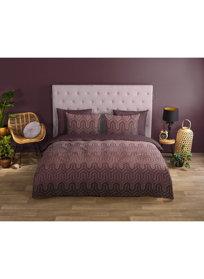 Good Morning Dekbedovertrek Chevron Bordeaux - Katoen