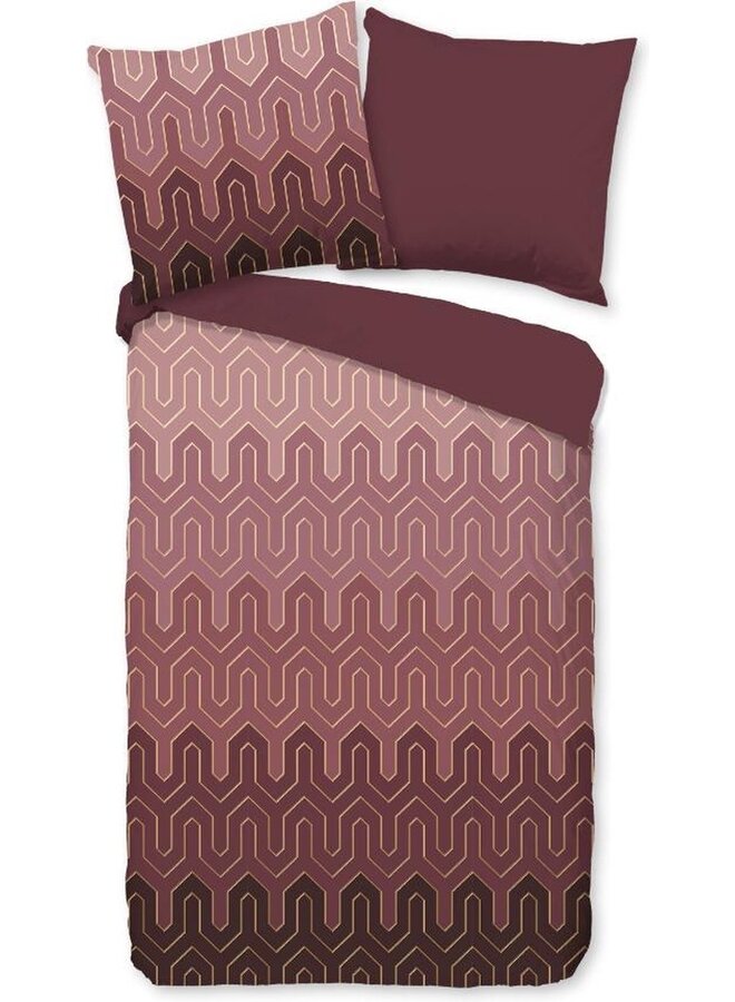 Good Morning Dekbedovertrek Chevron Bordeaux - Katoen