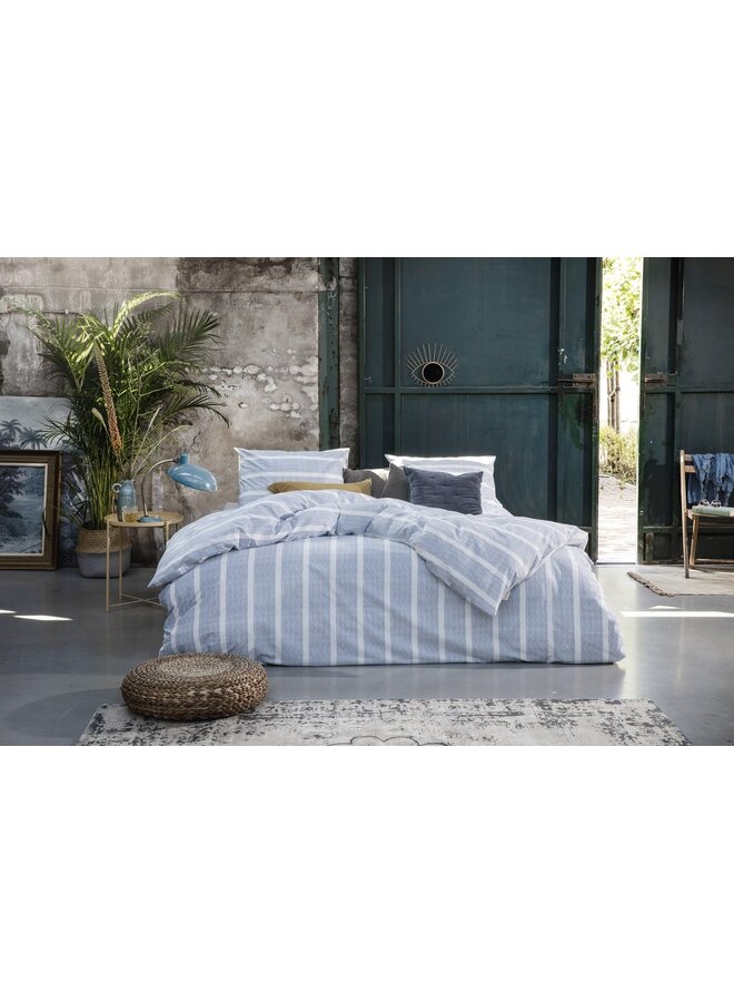 Walra Dekbedovertrek Stripe Along Blauw - Katoen