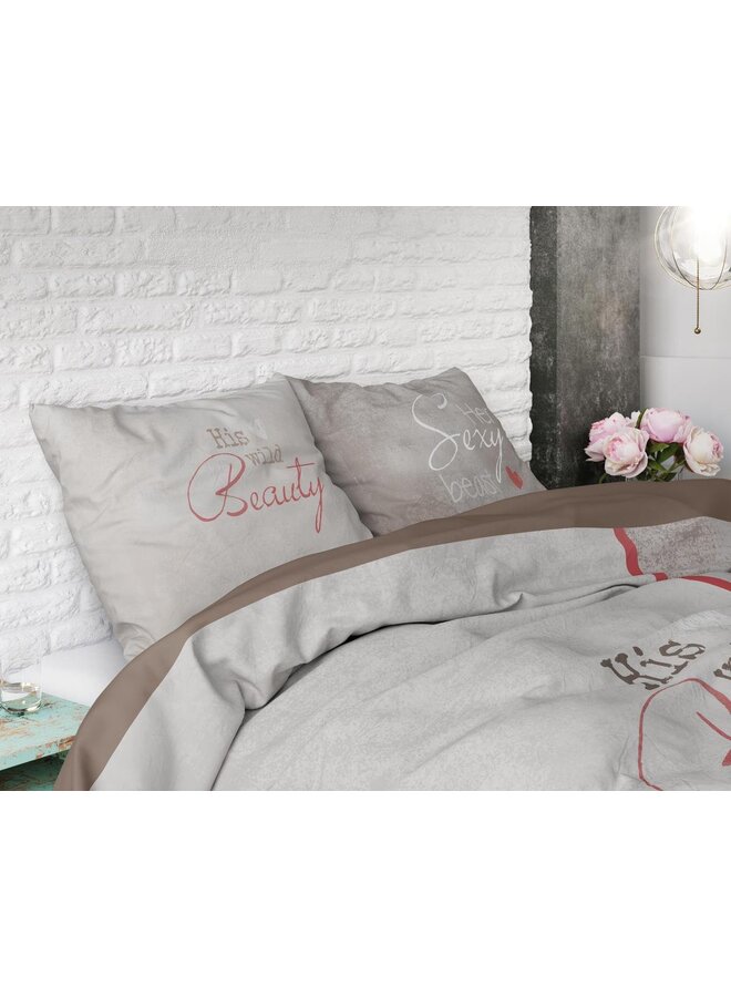 Dremahouse Dekbedovertrek Beauty & the Beast Taupe - Katoen