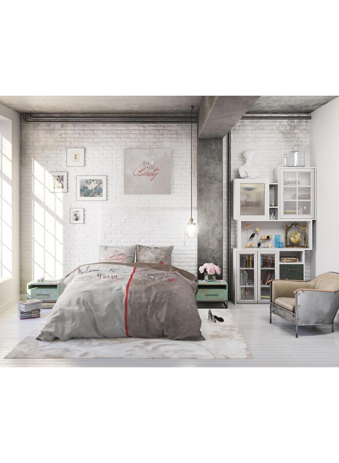 Dremahouse Dekbedovertrek Beauty & the Beast Taupe - Katoen