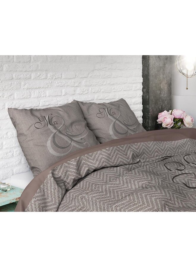 Dremahouse Dekbedovertrek Mr and Mrs Knitted Taupe - Katoen