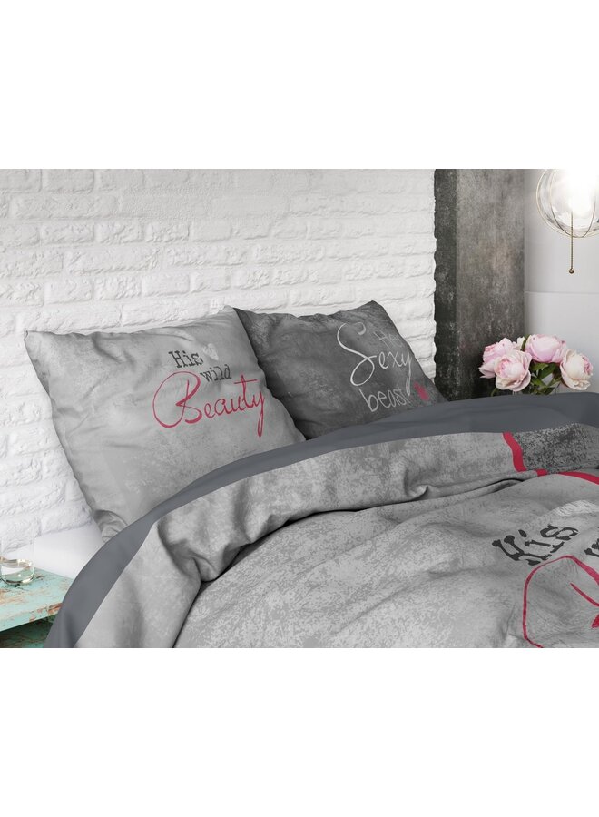 Dremahouse Dekbedovertrek Beauty & the Beast Grijs - Katoen