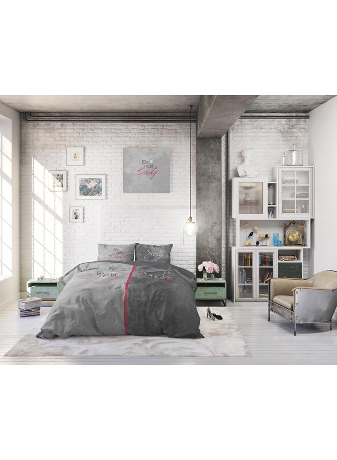 Dremahouse Dekbedovertrek Beauty & the Beast Grijs - Katoen