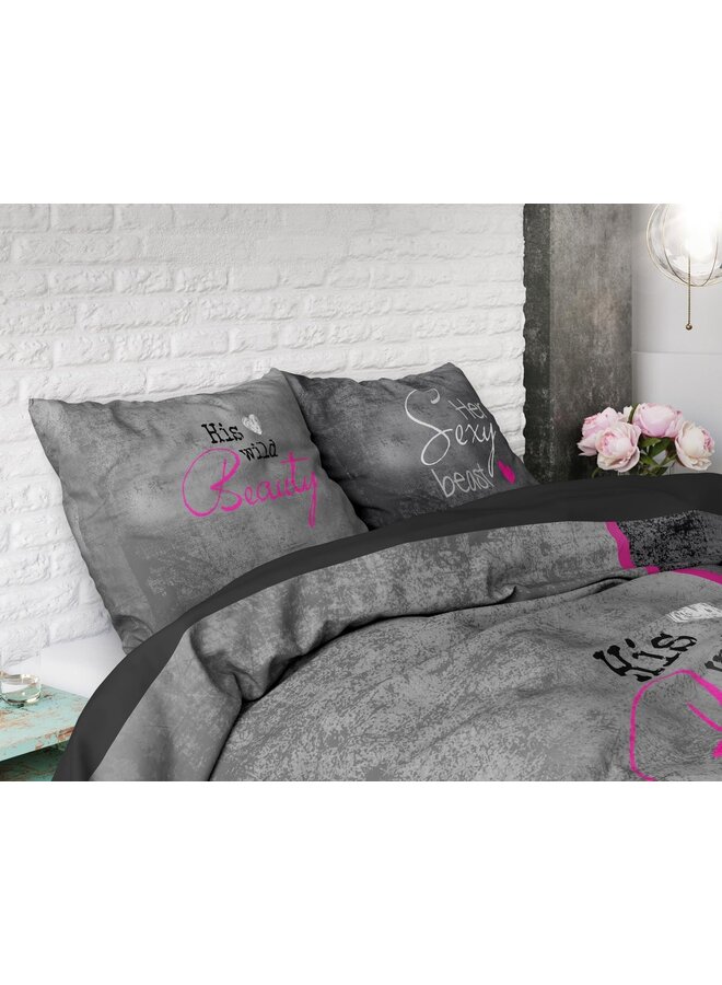 Dremahouse Dekbedovertrek Beauty & the Beast Antraciet - Katoen