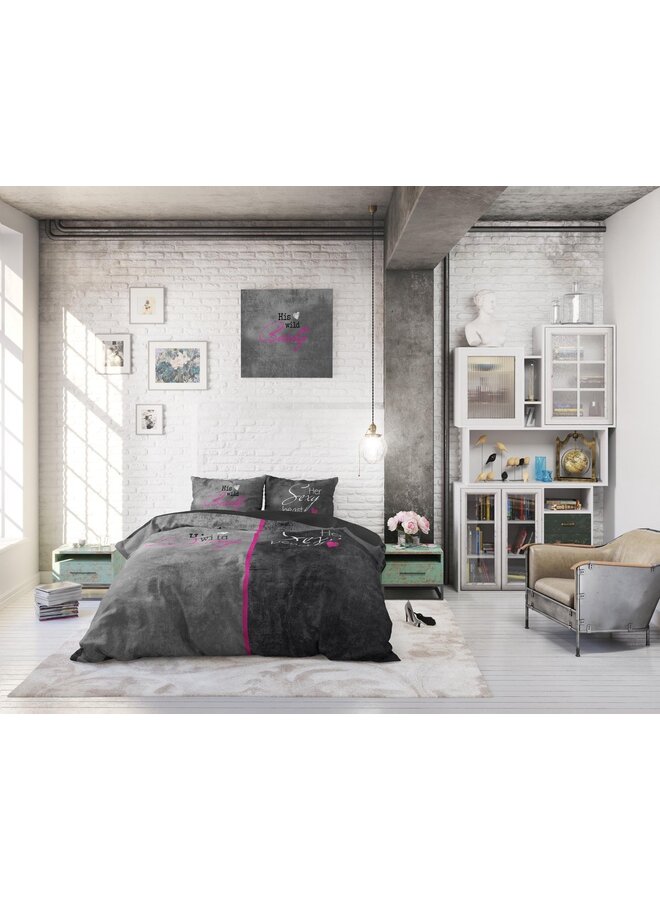 Dremahouse Dekbedovertrek Beauty & the Beast Antraciet - Katoen