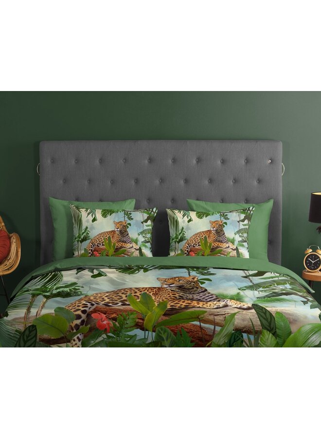 Good Morning Dekbedovertrek Jungle Groen - Katoen