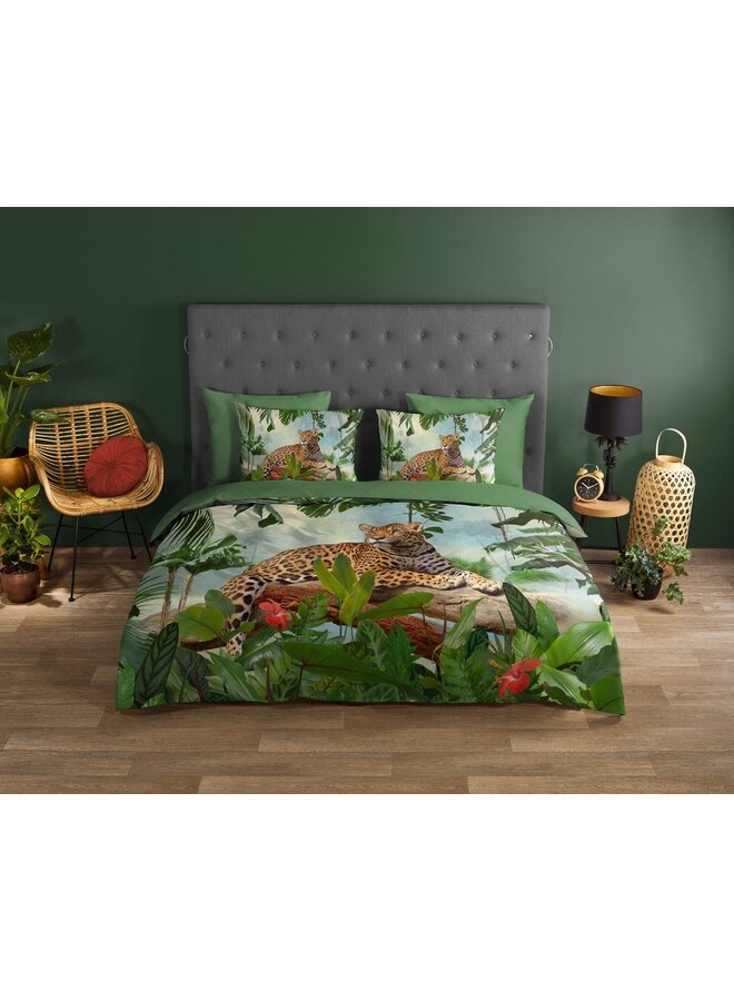 Good Morning Dekbedovertrek Jungle Groen - Katoen