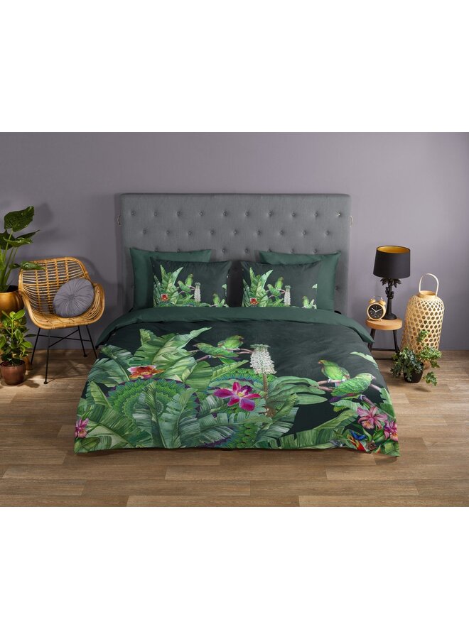 Good Morning Dekbedovertrek Cato Groen - Katoen