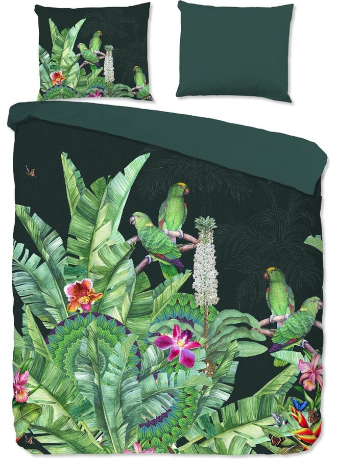 Good Morning Dekbedovertrek Cato Groen - Katoen