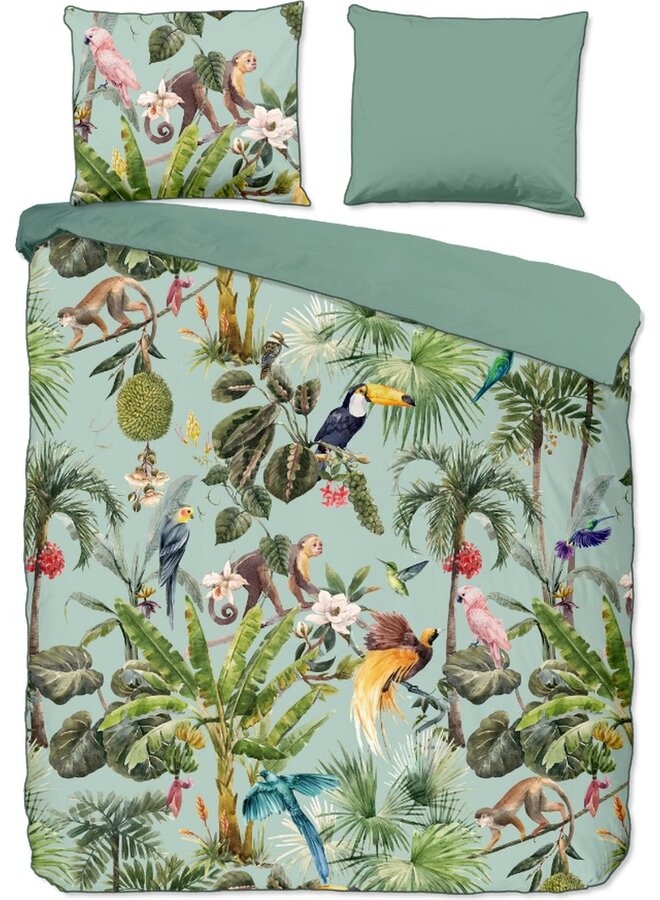 Descanso Dekbedovertrek Ignadi Groen - Biologisch Katoensatijn