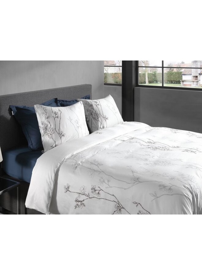 Heckett & Lane Dekbedovertrek Becca Wit - Katoensatijn