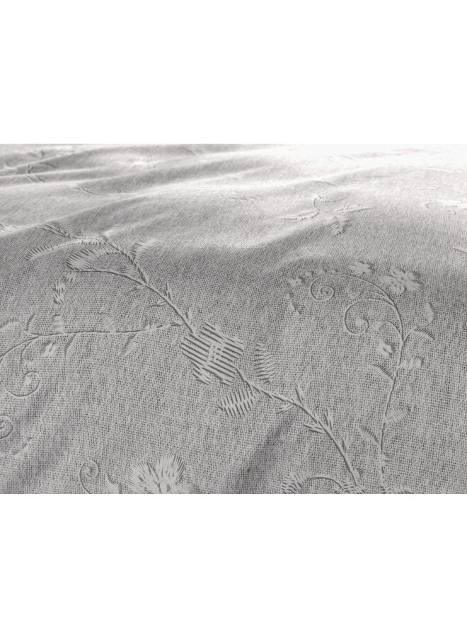 Heckett & Lane Dekbedovertrek Broidy Grijs - Twill Katoen