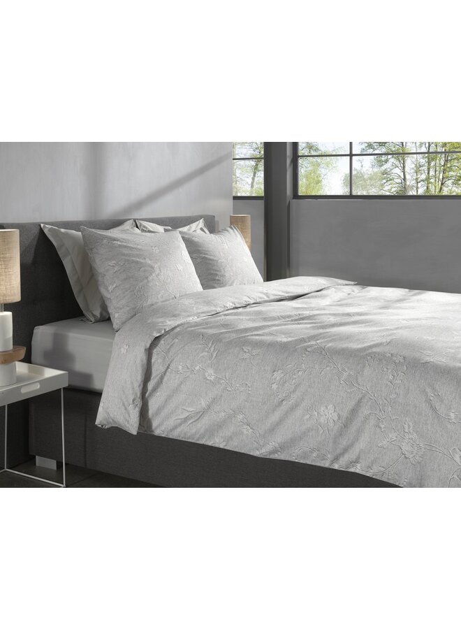 Heckett & Lane Dekbedovertrek Broidy Grijs - Twill Katoen