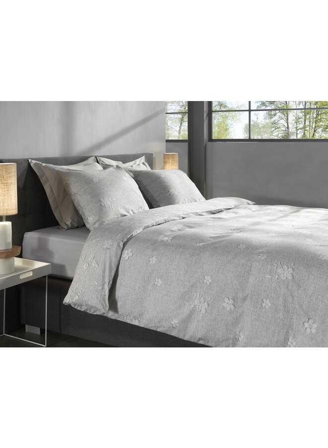 Heckett & Lane Dekbedovertrek Broidy Grijs - Twill Katoen