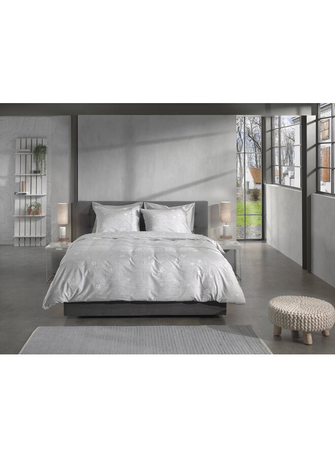 Heckett & Lane Dekbedovertrek Broidy Grijs - Twill Katoen