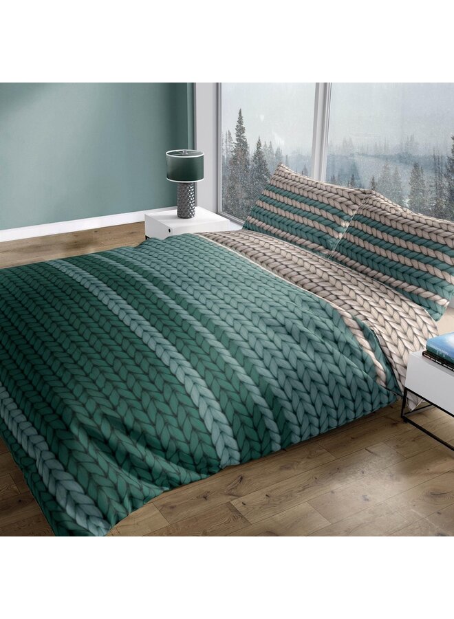 Romanette Dekbedovertrek Vicuna Teal - Flanel