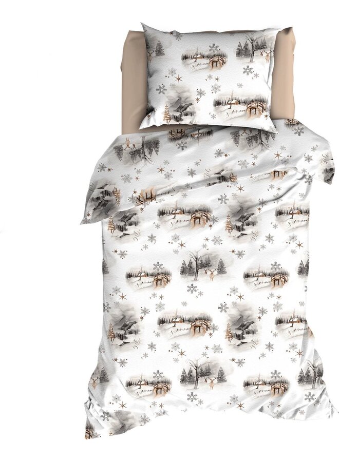 Romanette Dekbedovertrek Snowdonia Wit - Flanel