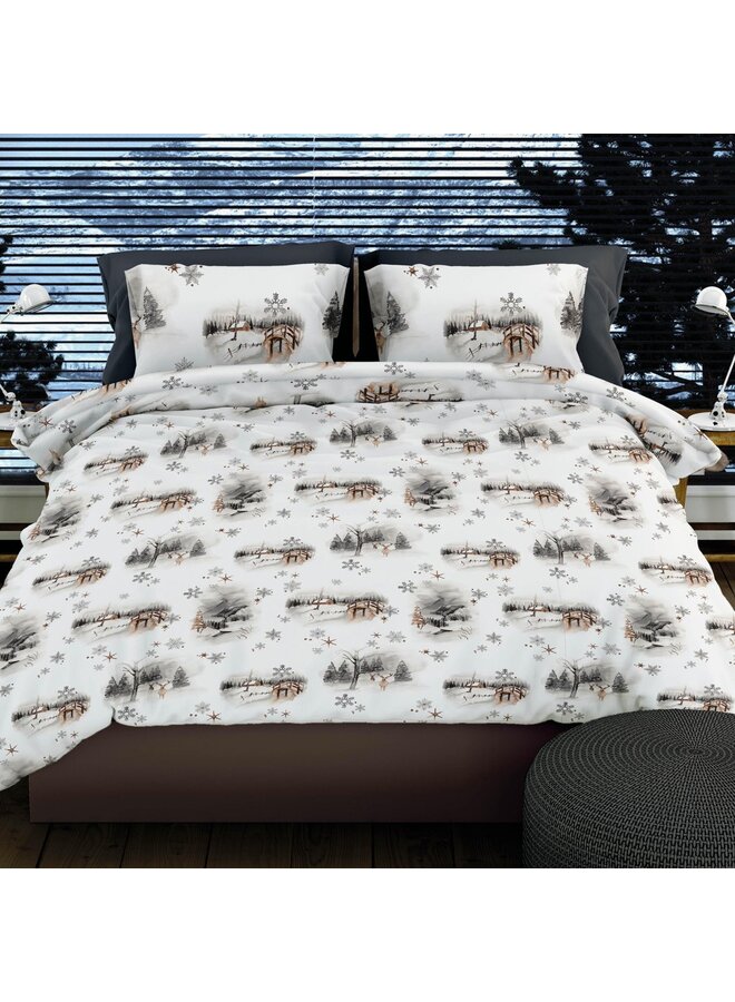 Romanette Dekbedovertrek Snowdonia Wit - Flanel