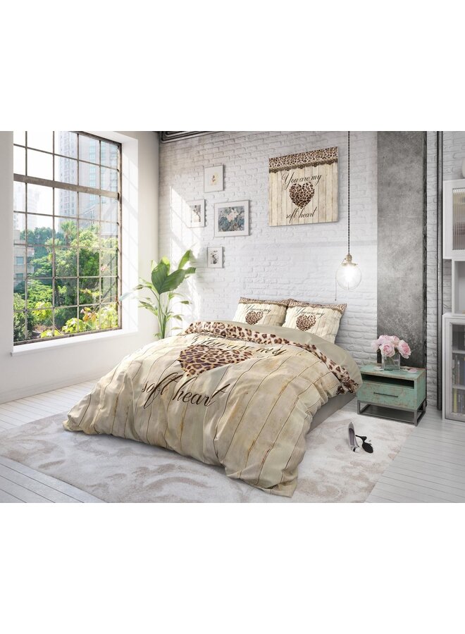 Dremahouse Dekbedovertrek Home is Love Taupe - Katoen