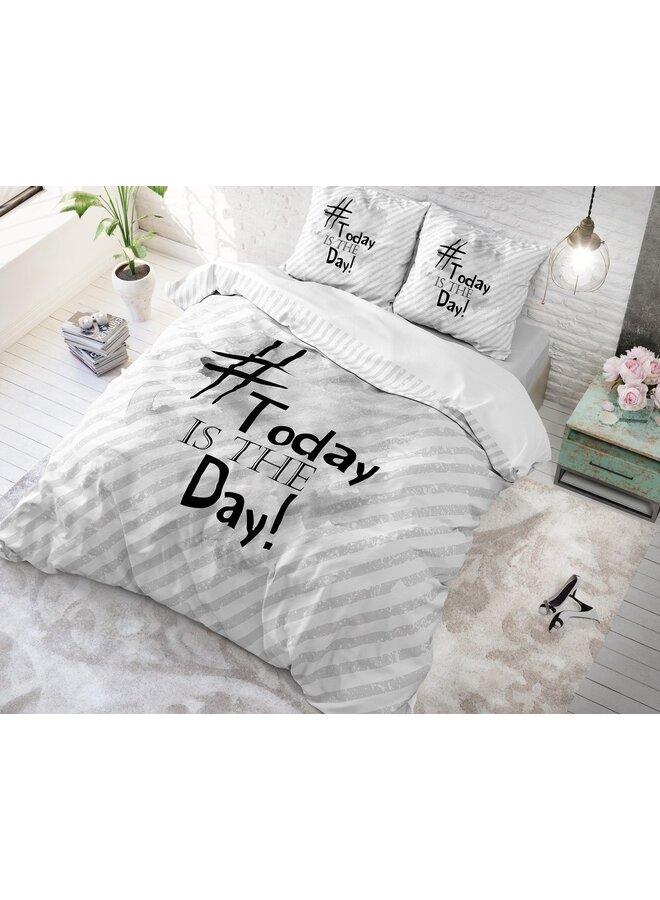 Dremahouse Dekbedovertrek Today is The Day Wit - Katoen