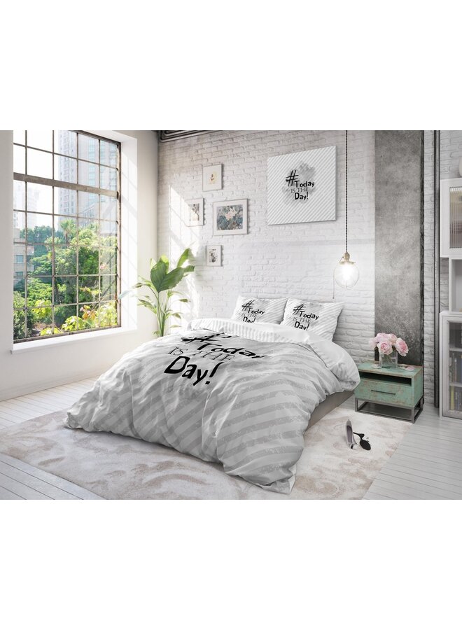 Dremahouse Dekbedovertrek Today is The Day Wit - Katoen