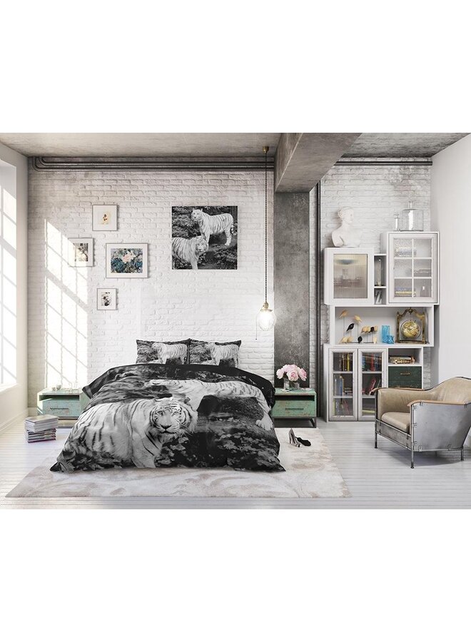 Dremahouse Dekbedovertrek Tiger Grijs - Katoen