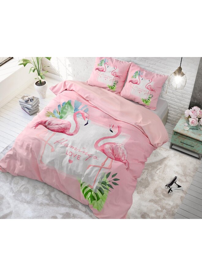 Dremahouse Dekbedovertrek Sunny Flamingo's Roze - Katoen