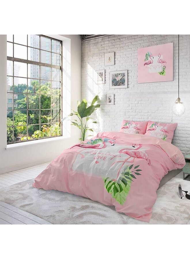 Dremahouse Dekbedovertrek Sunny Flamingo's Roze - Katoen