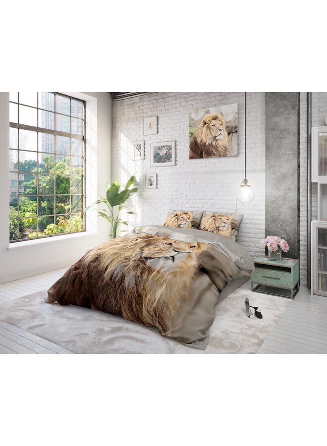 Dremahouse Dekbedovertrek Lion Mind Taupe - Katoen