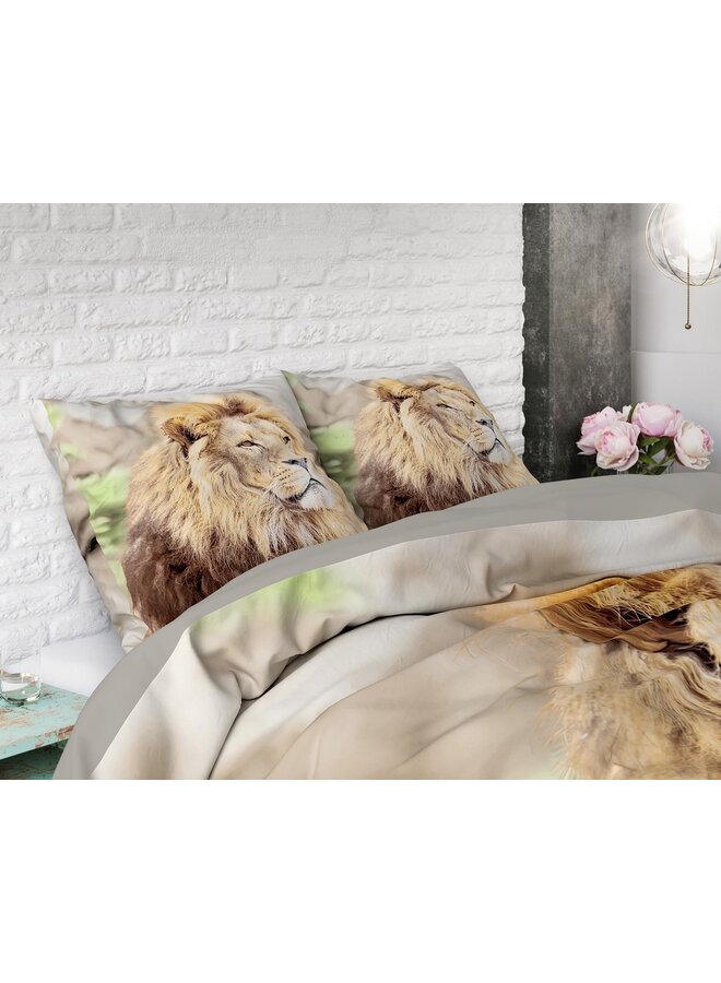 Dremahouse Dekbedovertrek Lion Mind Taupe - Katoen