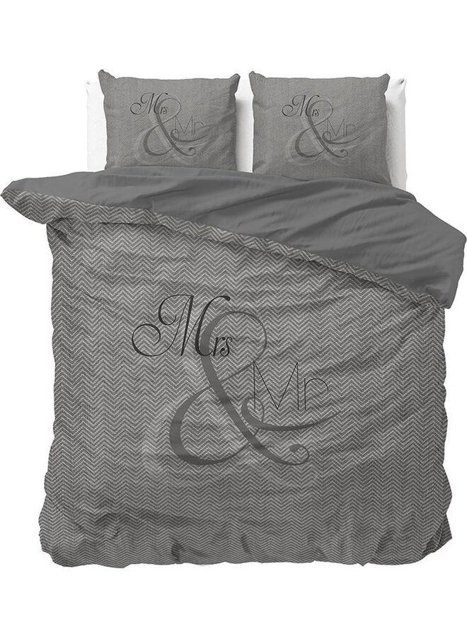 Dremahouse Dekbedovertrek Mr and Mrs Knitted Antraciet - Katoen