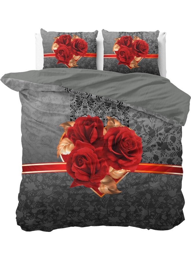 Dekbedovertrek Roses Love Zwart - Katoen