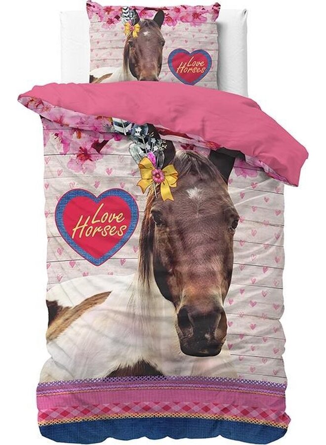 Dremahouse Dekbedovertrek Kids Love Horses Multi - Katoen