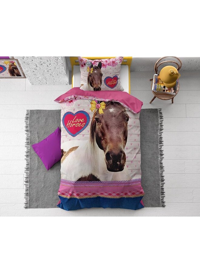 Dremahouse Dekbedovertrek Kids Love Horses Multi - Katoen