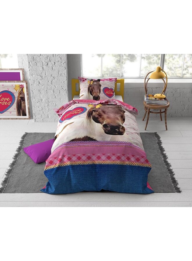 Dremahouse Dekbedovertrek Kids Love Horses Multi - Katoen