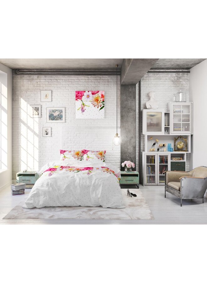 Sleeptime Dekbedovertrek Love Garden Wit - Blended Katoen