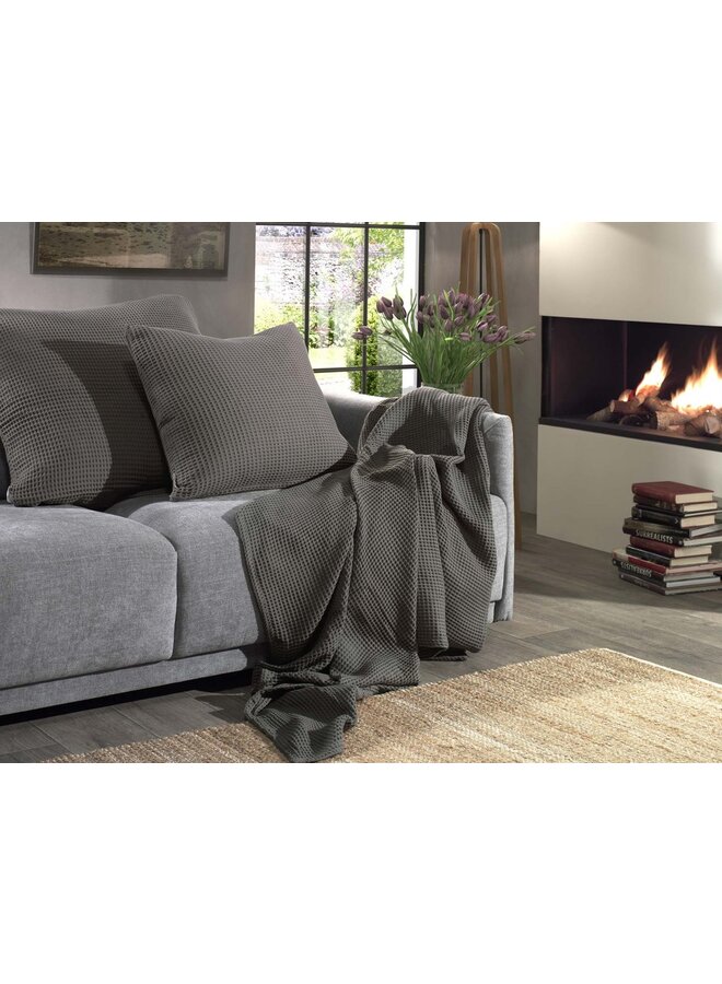 Heckett & Lane Kussenslopen Wafel (Set Van 2) Antraciet - 60x70 - Katoen