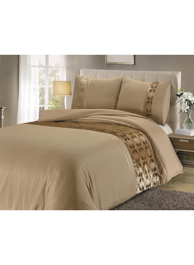 Fancy Embroidery Dekbedovertrek Velvet Delhi Taupe - Microvezel