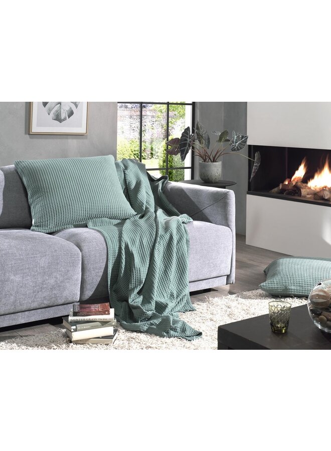 2x Heckett & Lane Katoen Wafel Kussenslopen Groen - 60x70