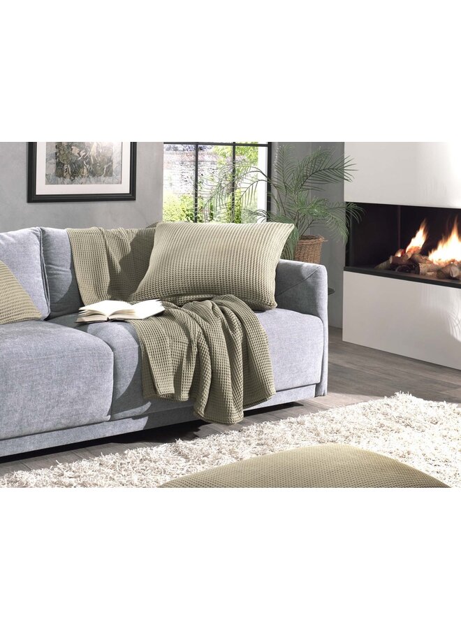 Heckett & Lane Kussenslopen Wafel (Set Van 2) Olijf Groen - 60x70 - Katoen