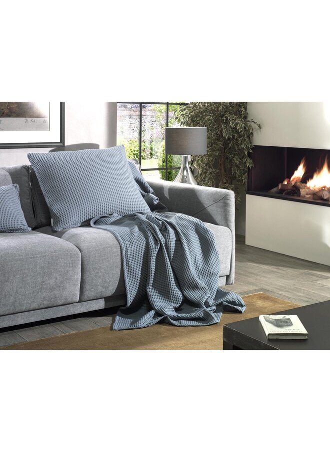 Heckett & Lane Kussenslopen Wafel (Set Van 2) Steel Blauw - 80x80 - Katoen