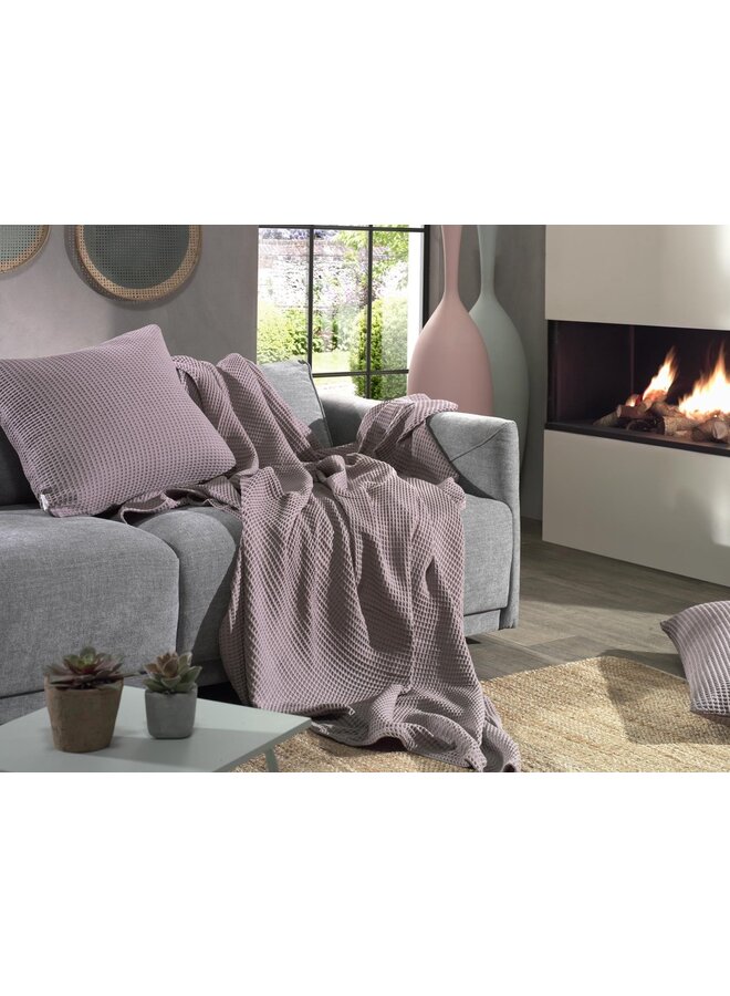 Heckett & Lane Kussenslopen Wafel (Set Van 2) Quail Lila - 80x80 - Katoen