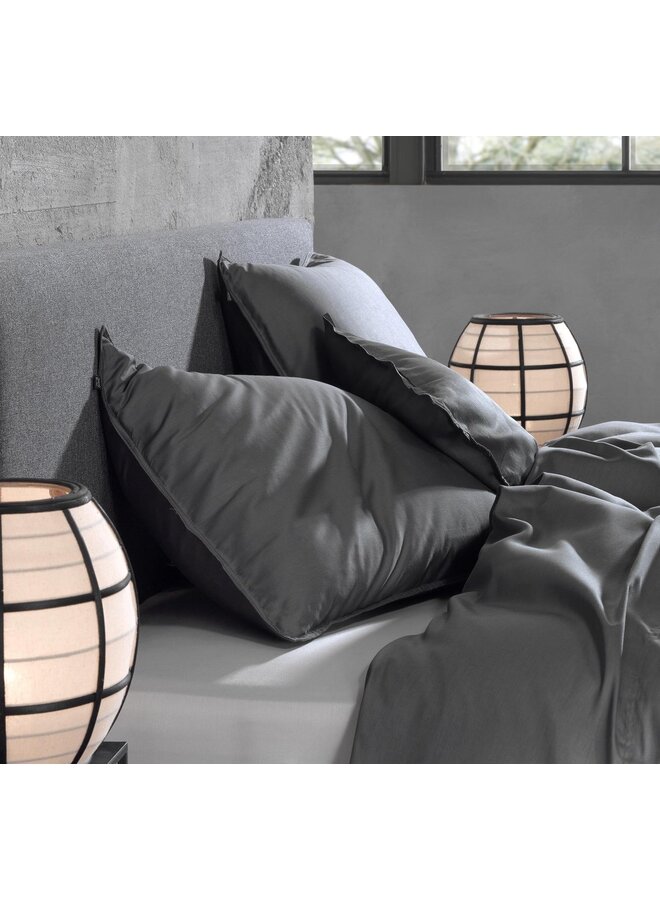 2x Satinado Katoen/Satijn Kussenslopen Antraciet - 60x70